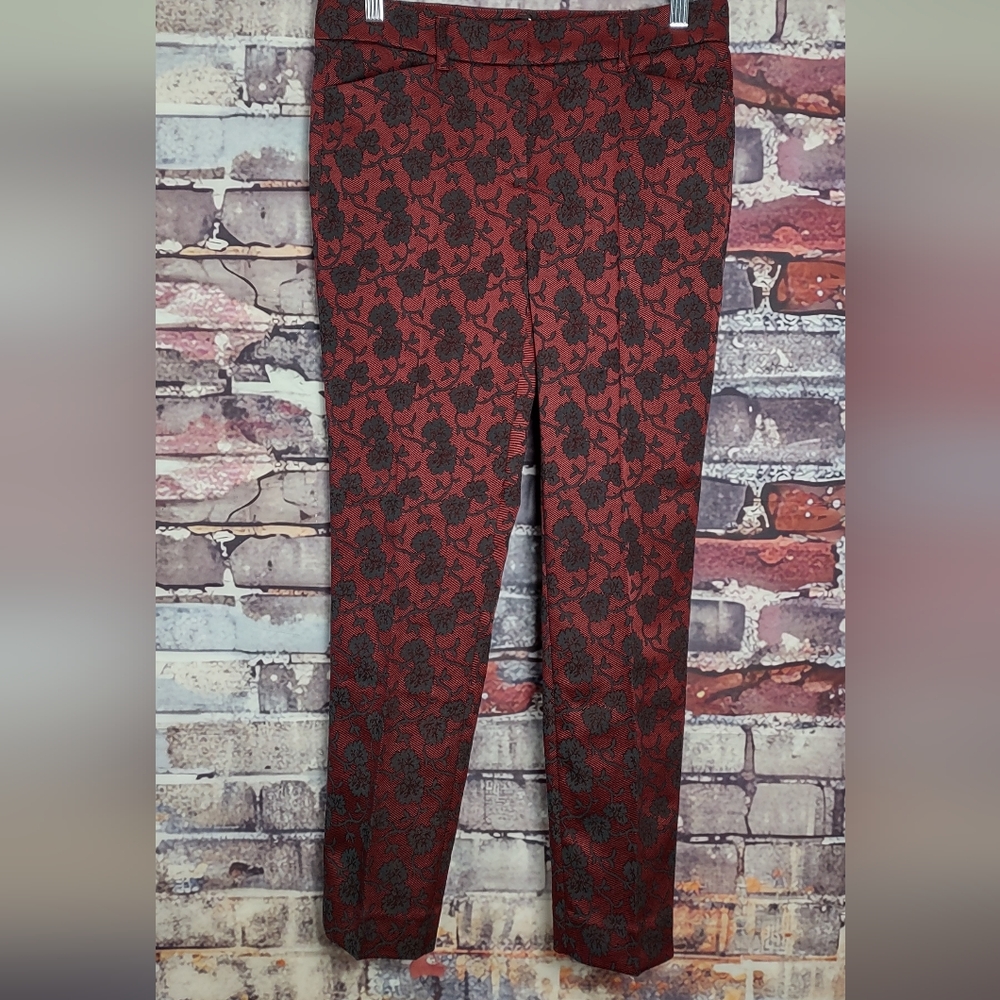 White House Black Market Damask Rose Slim Ankle Pants